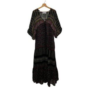 Zara Bohemian Style TRF Collection Maxi Dress With Patterned Design & V-Neckline